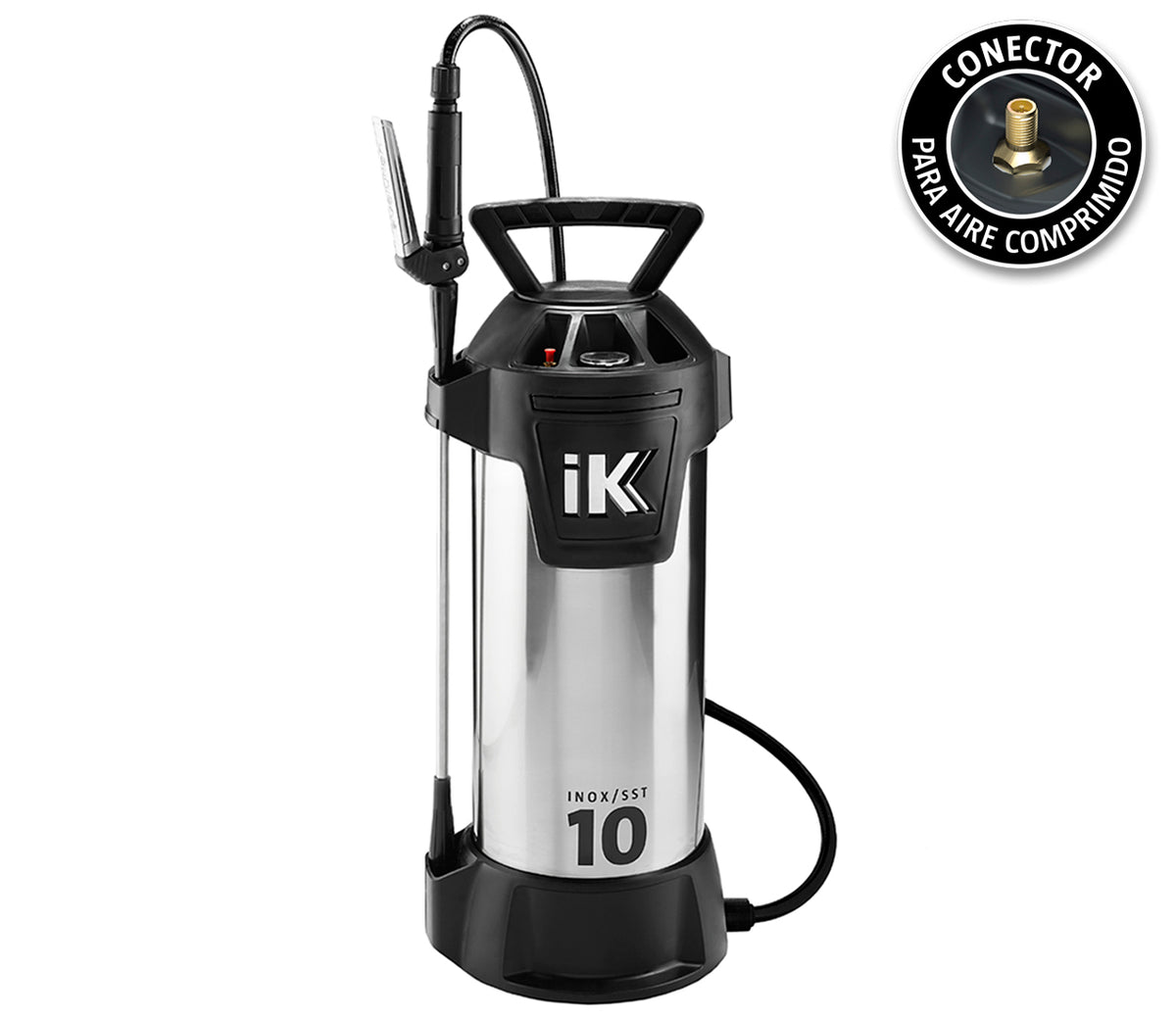 "iK INOX" 10 Pressure Sprayer with Compressed-Air Valve for Solvents (Stainless Steel)