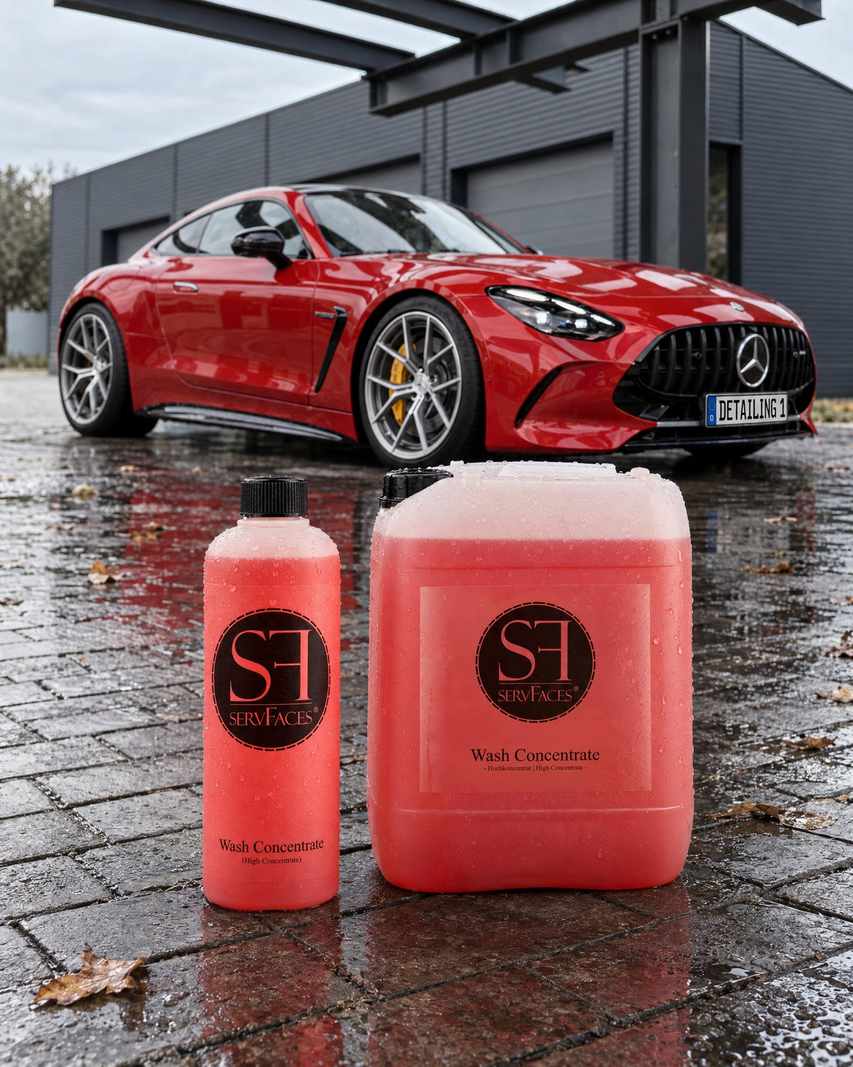 servFaces Wash Concentrate (High-Concentrate) 1000 ml / 1 litre and 10 litres on wet paving after the hand wash