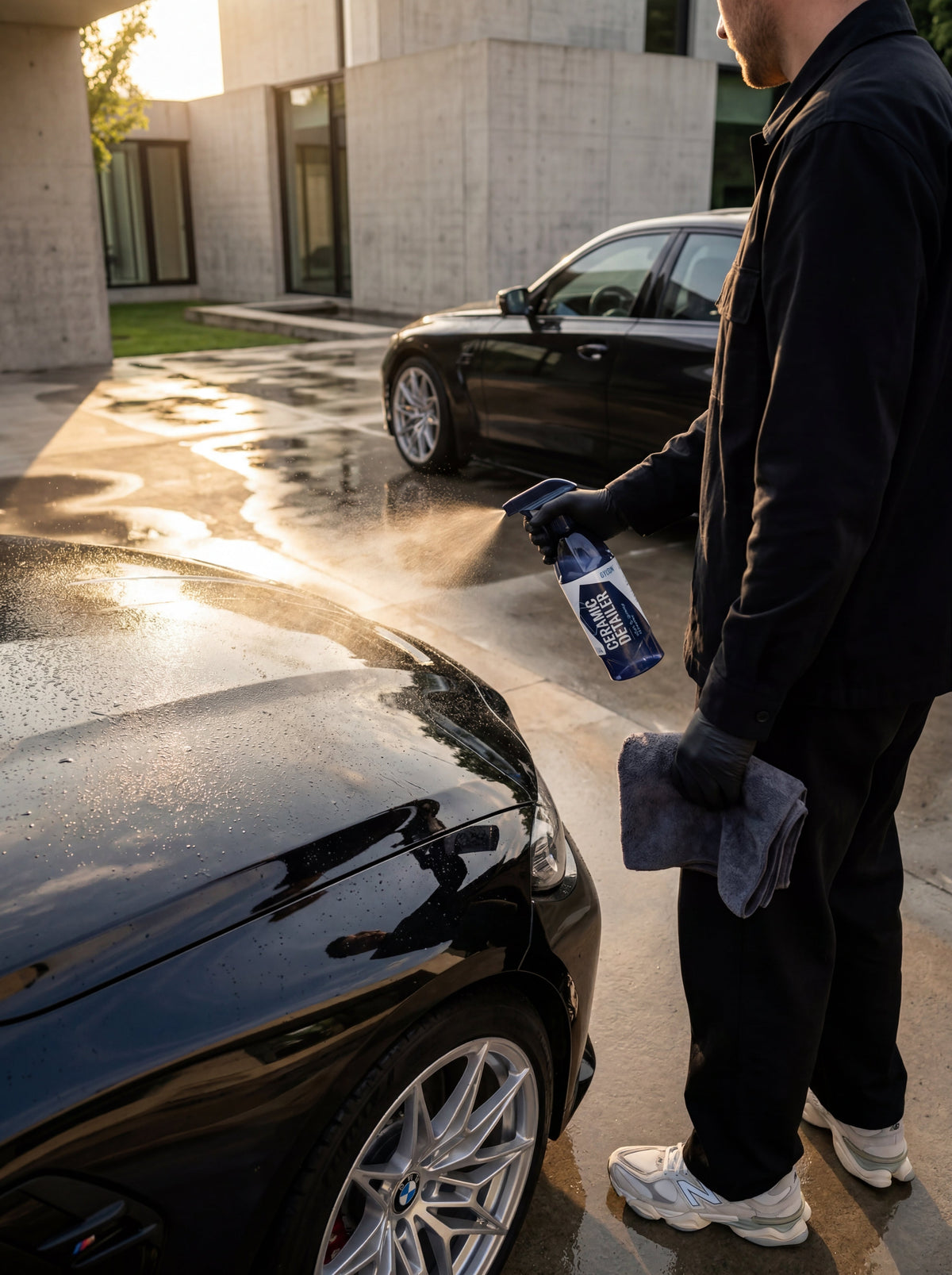 GYEON Q²M CeramicDetailer Anwendung auf nassem Lack