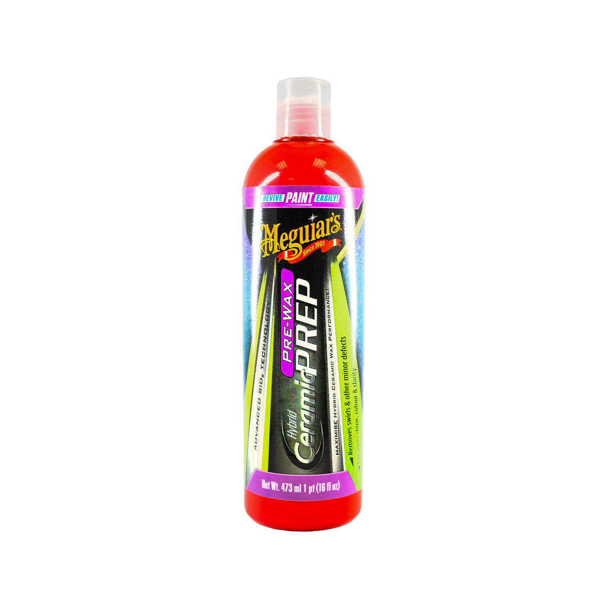 Meguiar's Pre-Wax Prep: entfernt feine Swirls, vertieft den Glanz und legt SiO2-Schutzschicht in einem Schritt — die perfekte Vorbereitung vor dem Wachsen.